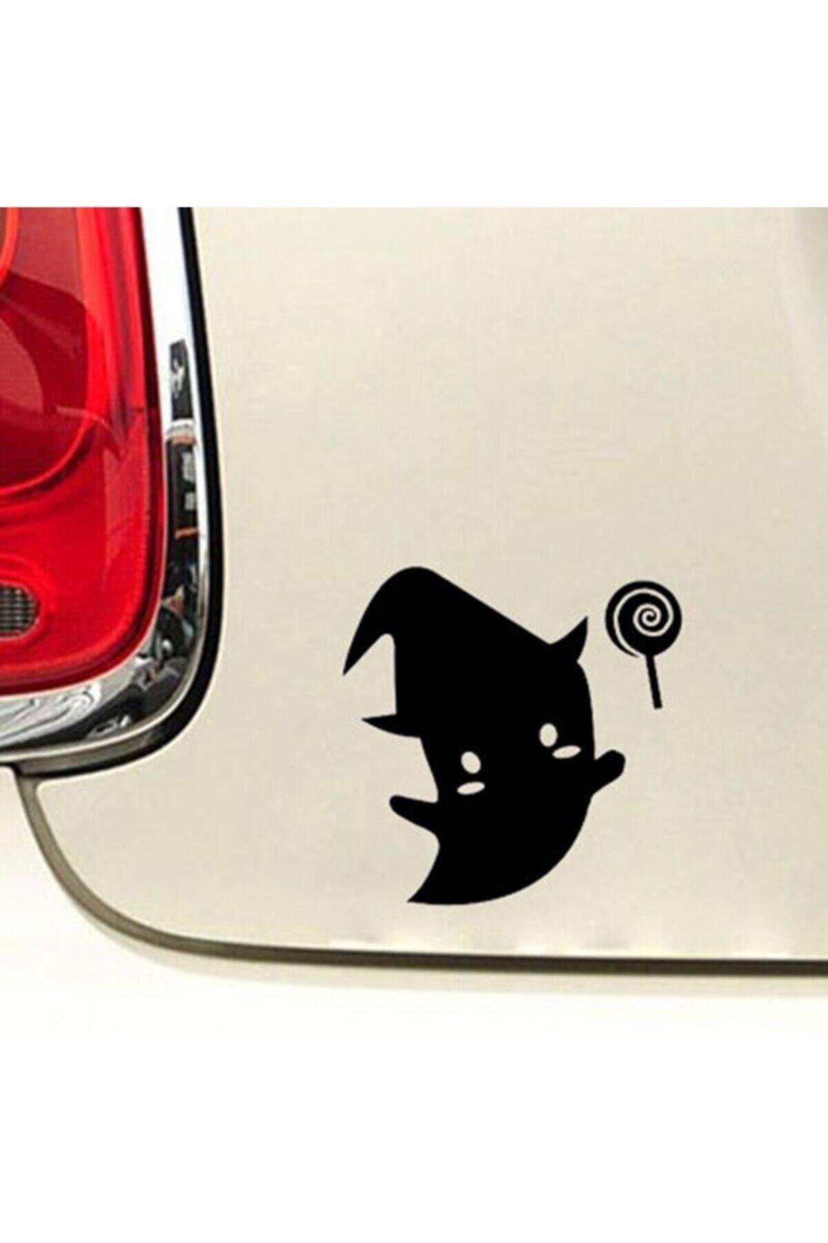 Sevimli Hayalet Tasarım Oto özel yeni sticker Siyah 19*19 Cm