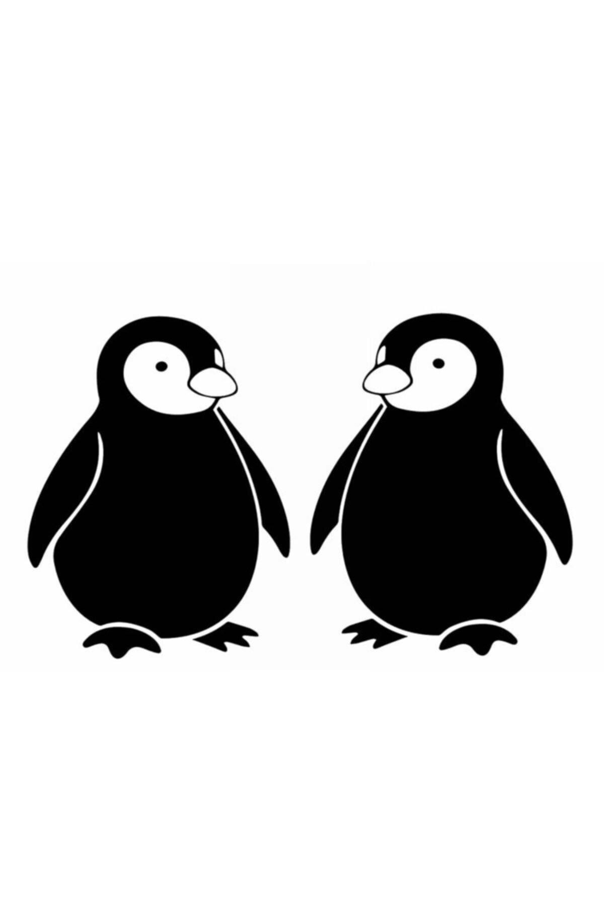 Sevimli Penguen özel yeni sticker 2 Parça Beyaz 12*16 Cm