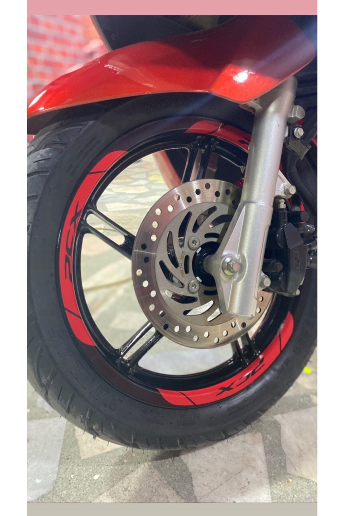 Şık Tasarım motosiklet Jant Şeridi Pcx Yazılı Kırmızı Sağ-Sol/Ön-Arka