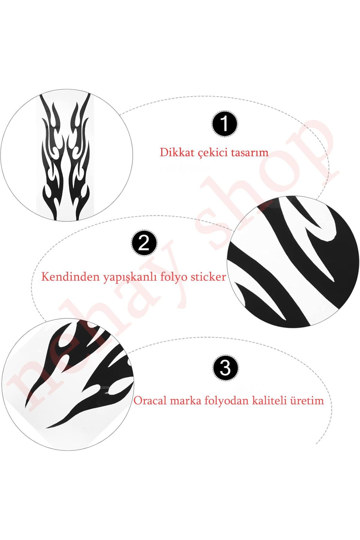 Şık Tasarım Motosiklet Sticker Alev 31*12 cm / Oracal