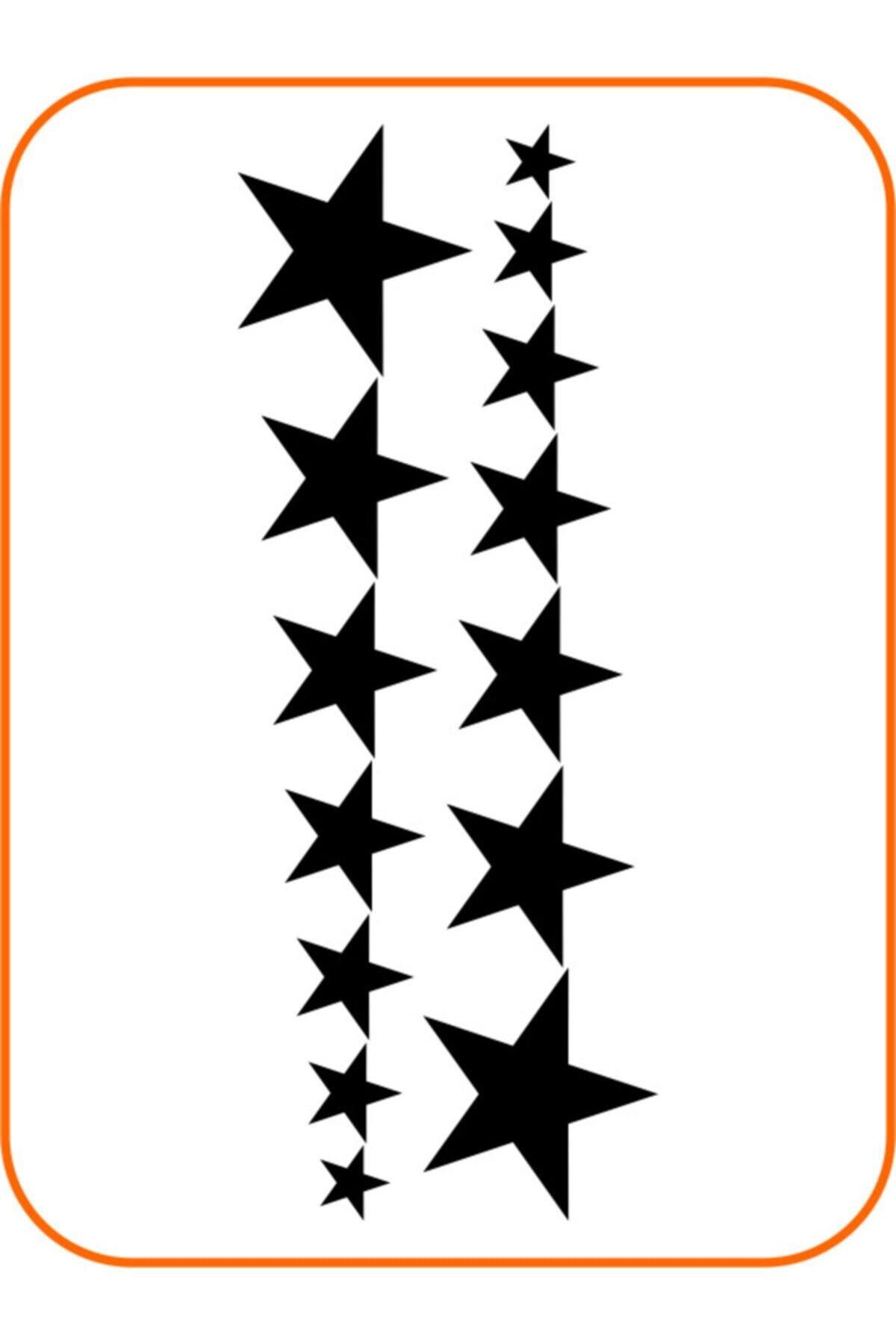 Sıralı Yıldız Oto özel yeni sticker 14'Lü Siyah 25*10 Cm