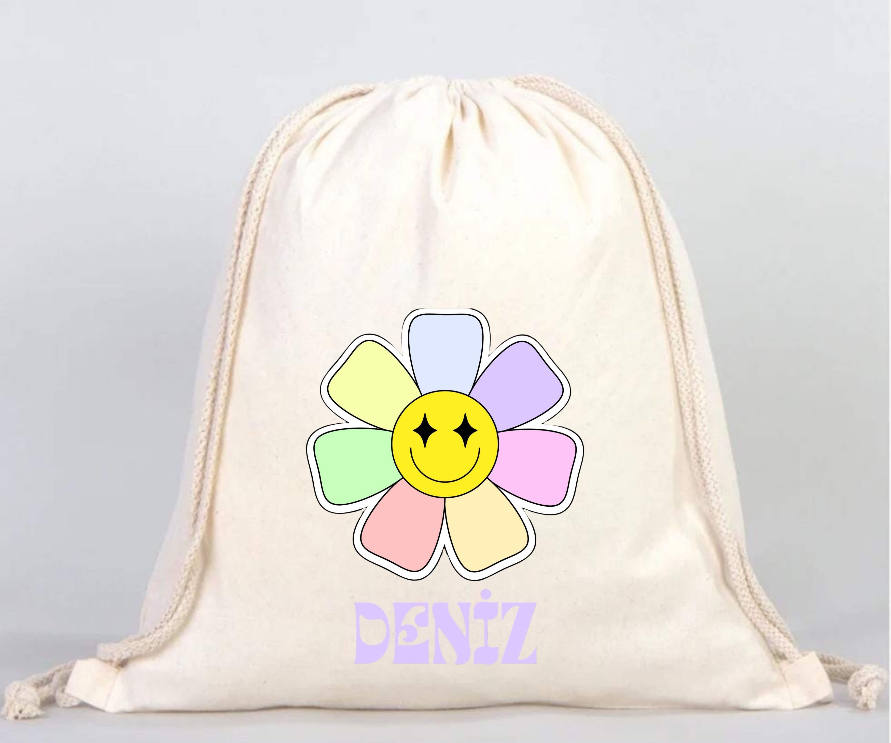 Smiley Flower İpli Büzgülü Çanta