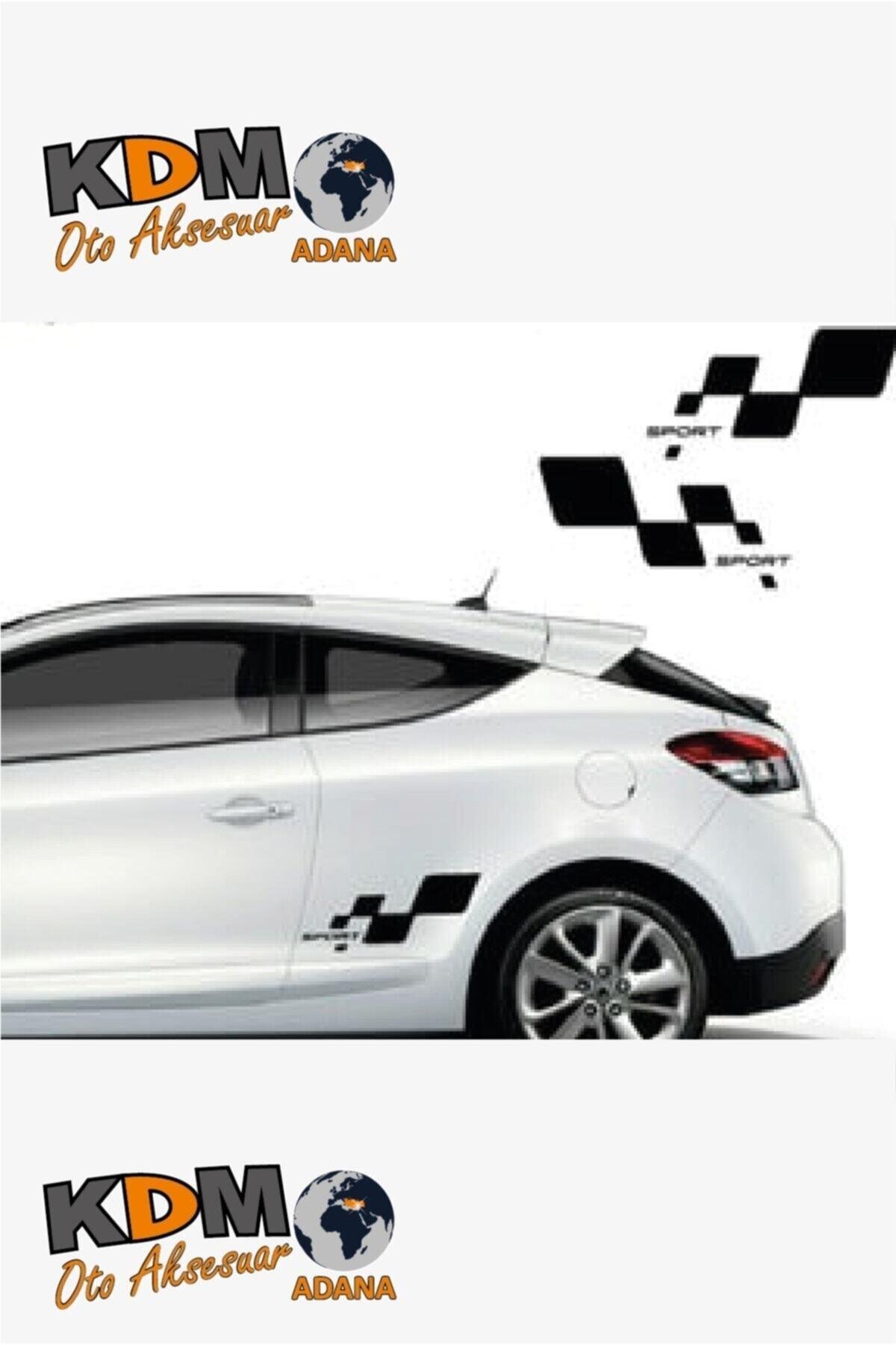 Sport Damalı Sağ-Sol Takım 2 Adet Oto özel yeni sticker Siyah 30*16 Cm