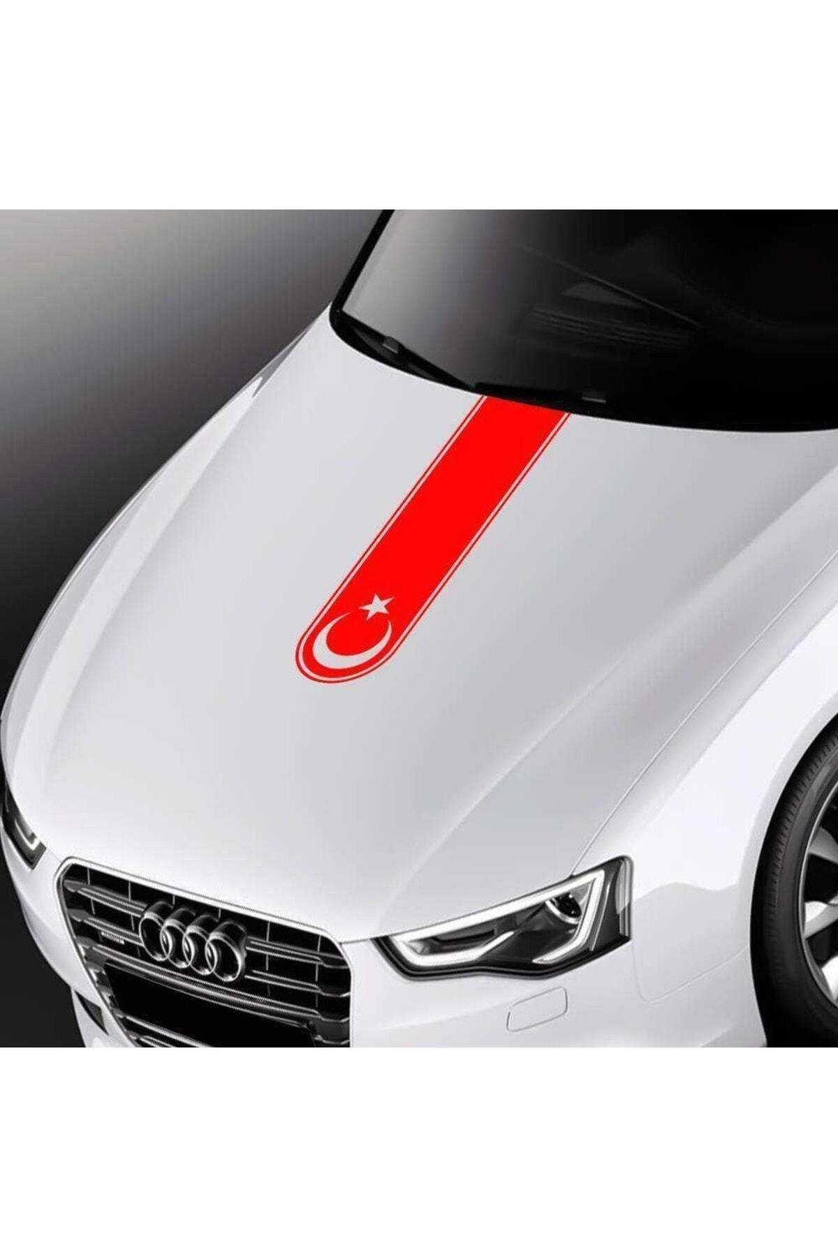 Türkiye Ayyıldız Oto Kaput Şerit özel yeni sticker Kırmızı 60*18 Cm