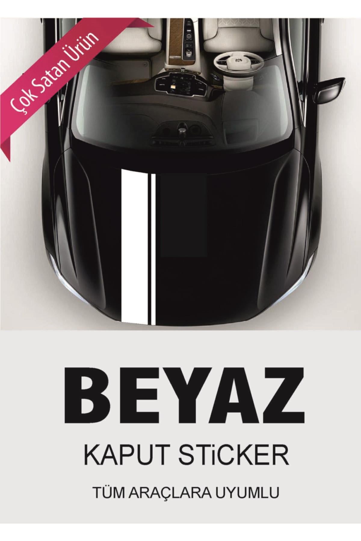 Universal Oto Kaput Şerit özel yeni sticker Beyaz 65*15 Cm