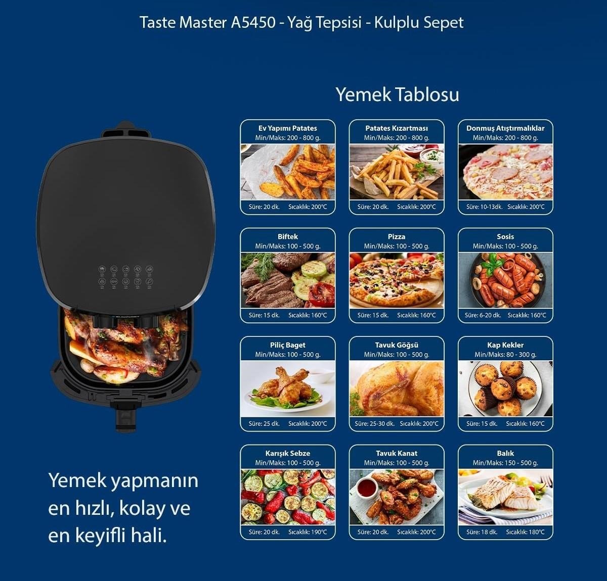BLAUPUNKT A5450 Taste Master Airfryer FRİTÖZ | Kredi Kartsız Elden Taksit | Habipler AVM