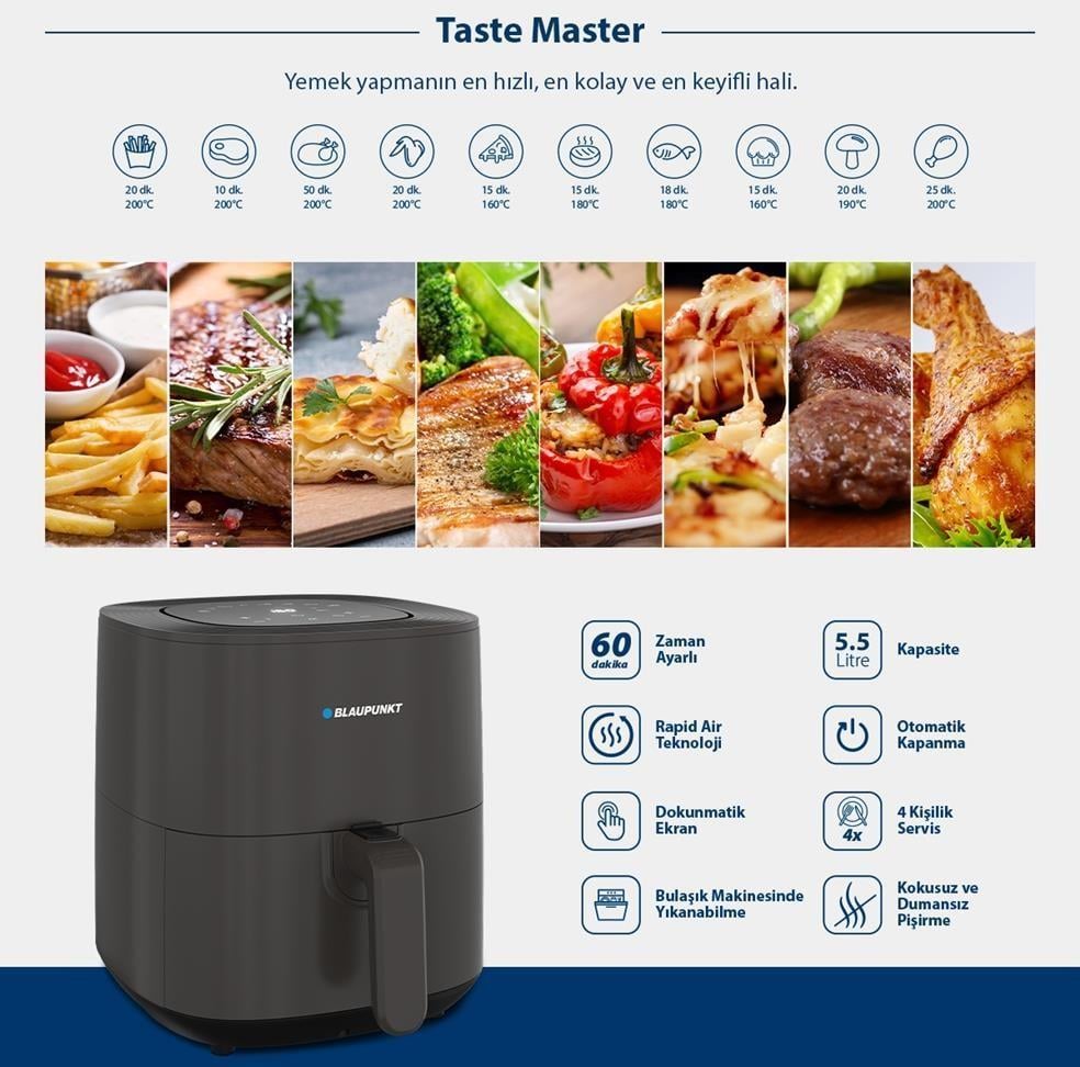 BLAUPUNKT D6550 Taste Master Airfryer FRİTÖZ Kredi Kartsız, Peşinatsız, Elden Taksitle | Habipler AVM