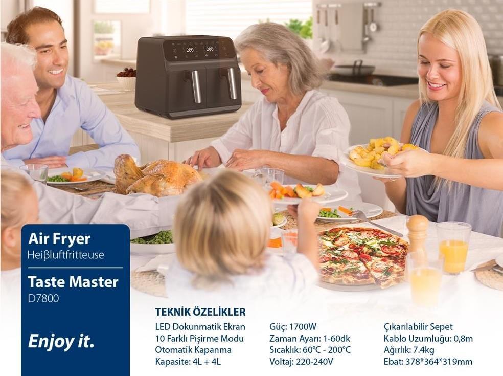 BLAUPUNKT D7800 Taste Master Çift Hazneli Airfryer FRİTÖZ Kredi Kartsız, Peşinatsız, Elden Taksitle | Habipler AVM