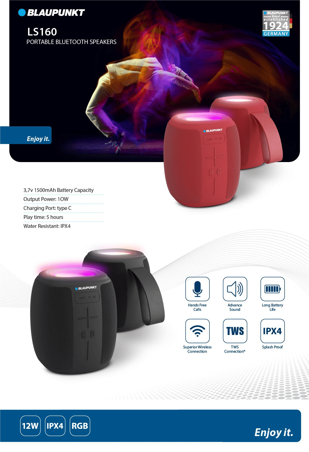 BLAUPUNKT LS160 BLUETOOTH SPEAKER