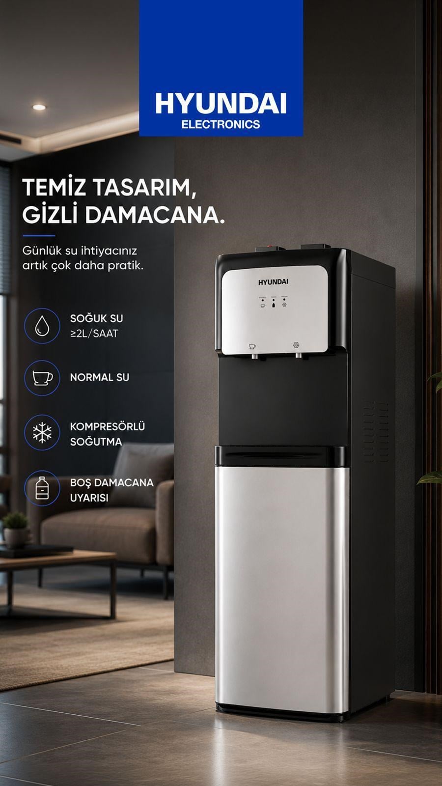 HYUNDAI HYN-910GD (Soğuk-Normal) Gizli Damacanalı SU SEBİLİ | Kredi Kartsız Elden Taksit | Habipler AVM
