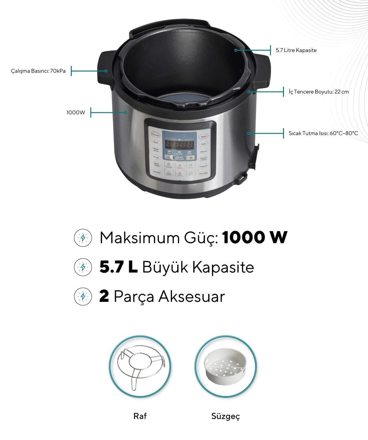 KUMTEL HPC-01 ELEKTRİKLİ DÜDÜKLÜ TENCERE