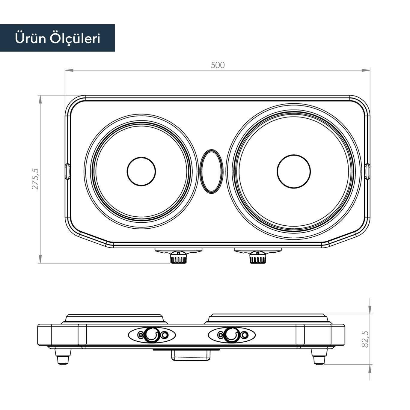 KUMTEL LX-7021 ÇİFTLİ HOTPLATE ELEKTRİKLİ OCAK