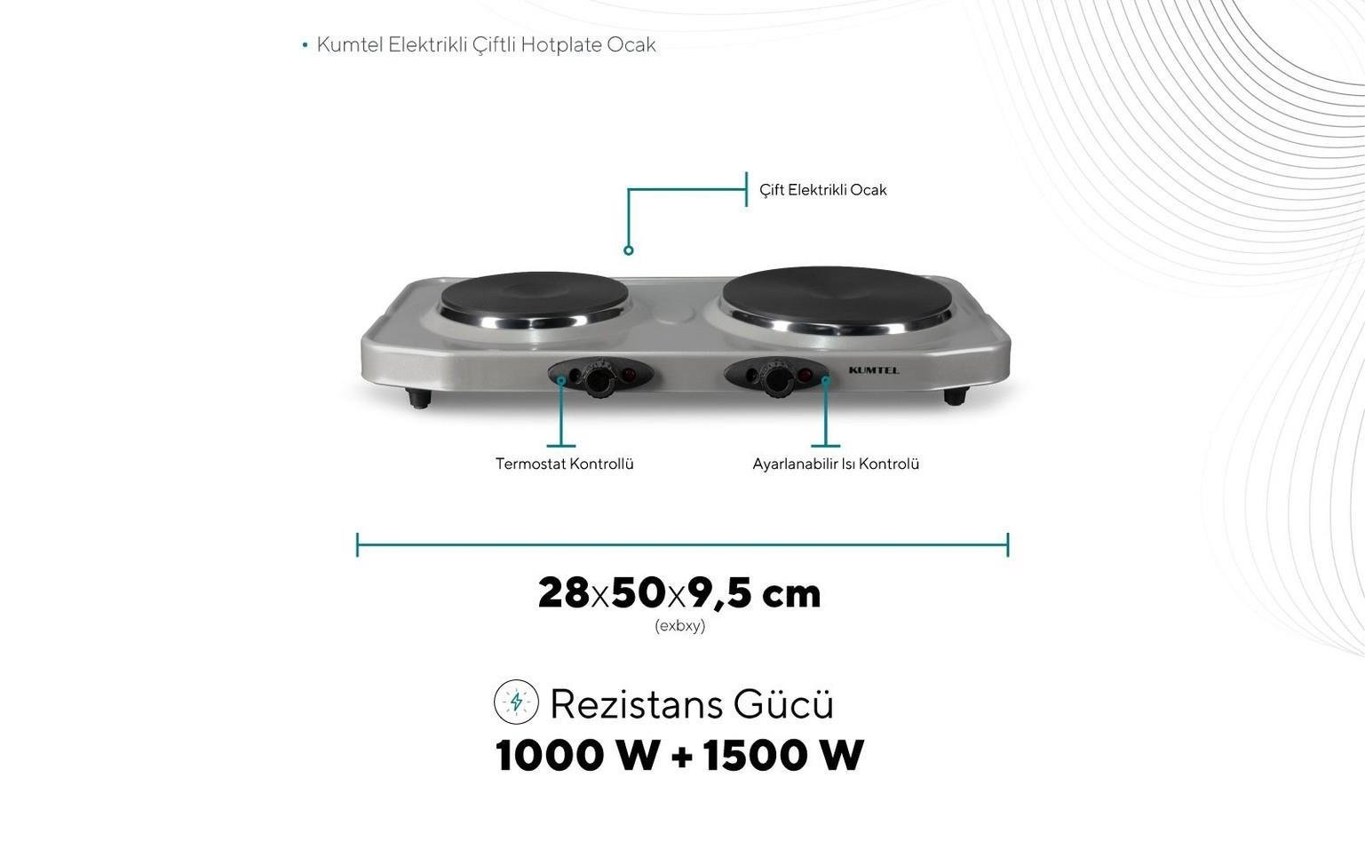 KUMTEL LX-7021 ÇİFTLİ HOTPLATE ELEKTRİKLİ OCAK