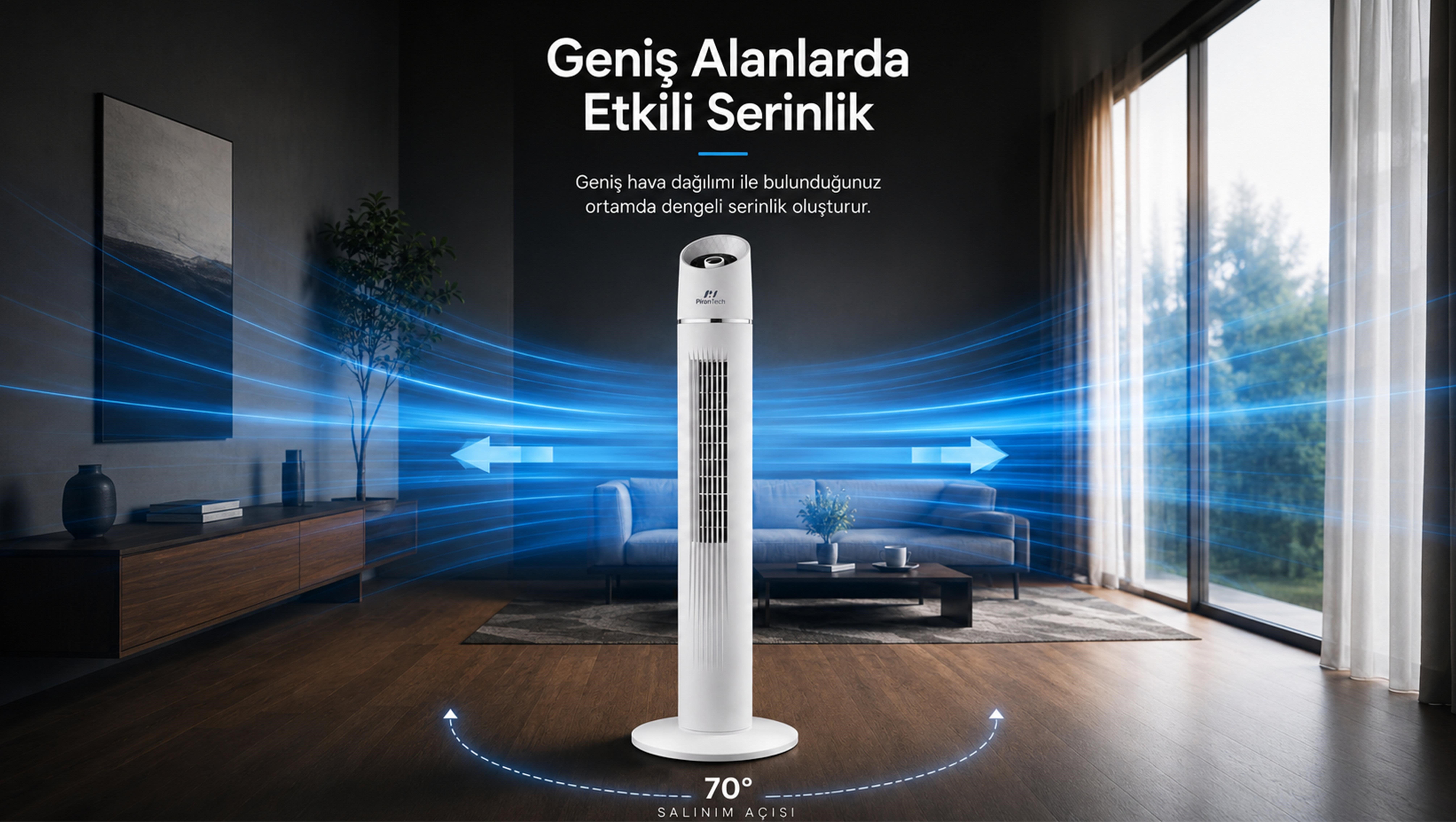 PİRANTECH EV-116 (45 Watt) KULE TİPİ VANTİLATÖR | Kredi Kartsız Elden Taksit | Habipler AVM