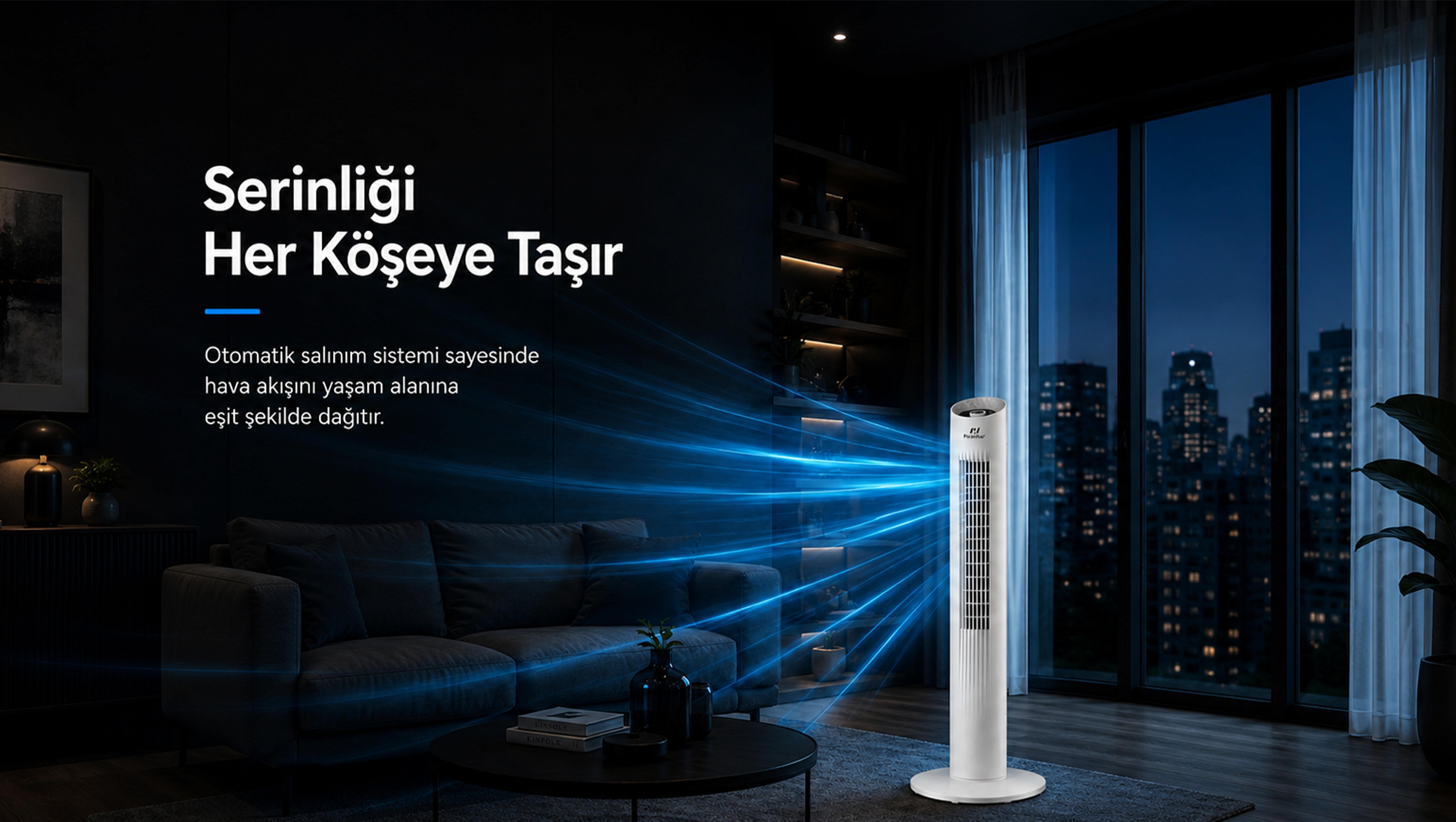 PİRANTECH EV-116 (45 Watt) KULE TİPİ VANTİLATÖR | Kredi Kartsız Elden Taksit | Habipler AVM