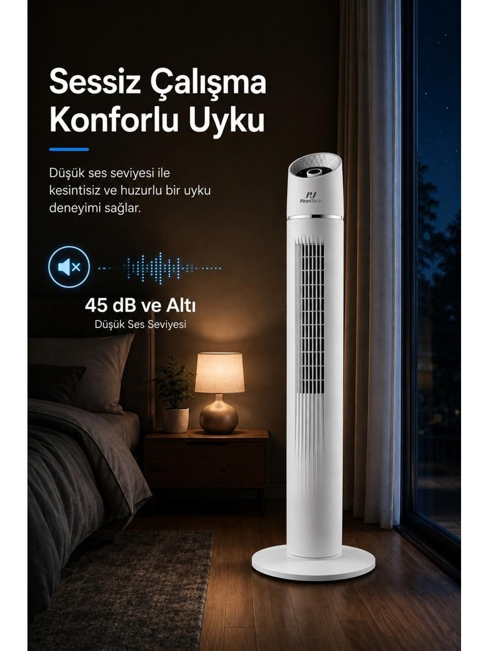PİRANTECH EV-116 (45 Watt) KULE TİPİ VANTİLATÖR | Kredi Kartsız Elden Taksit | Habipler AVM