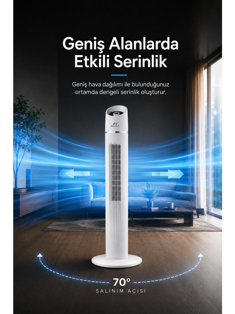 PİRANTECH EV-116 (45 Watt) KULE TİPİ VANTİLATÖR | Kredi Kartsız Elden Taksit | Habipler AVM