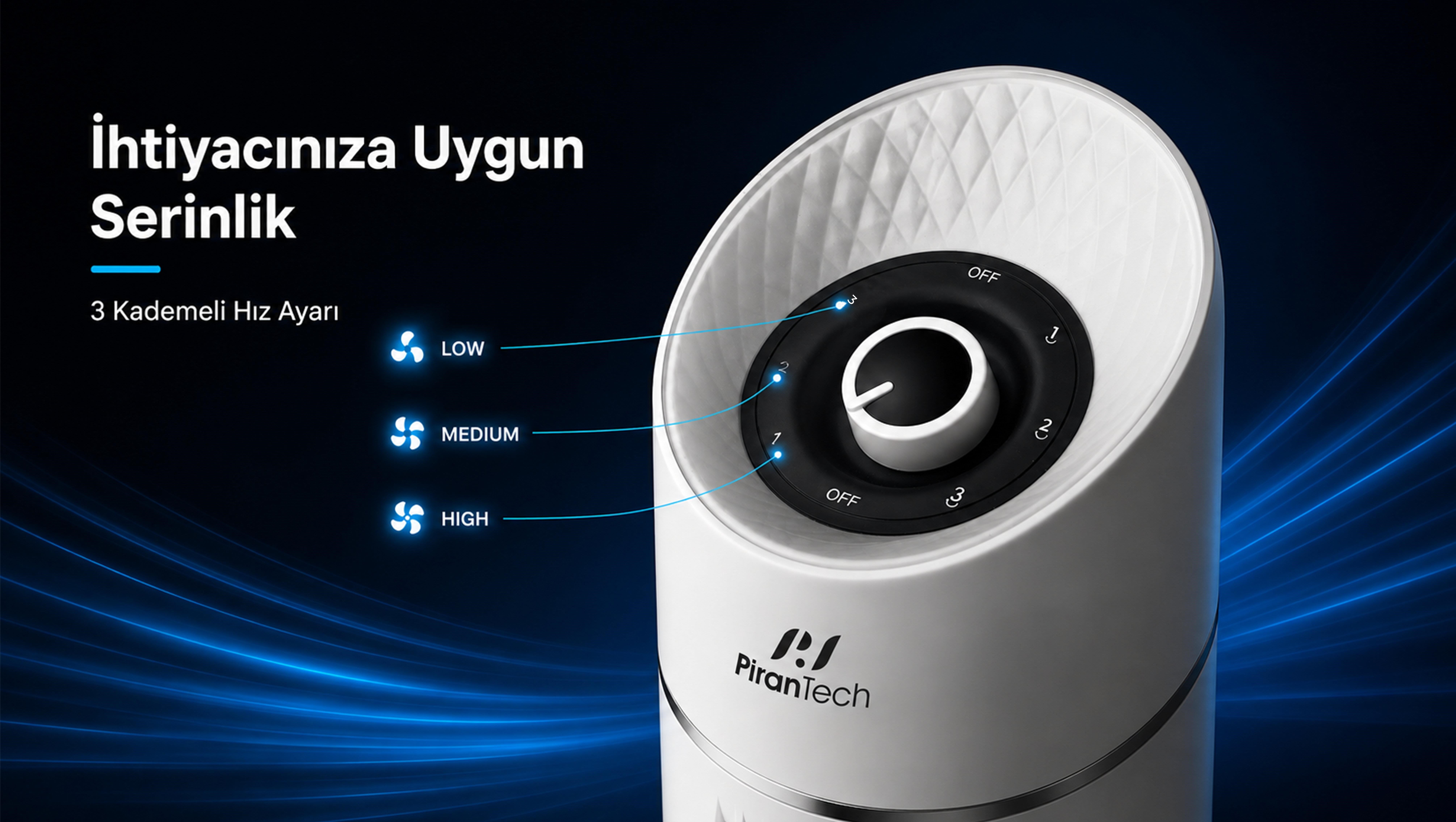 PİRANTECH EV-116 (45 Watt) KULE TİPİ VANTİLATÖR | Kredi Kartsız Elden Taksit | Habipler AVM