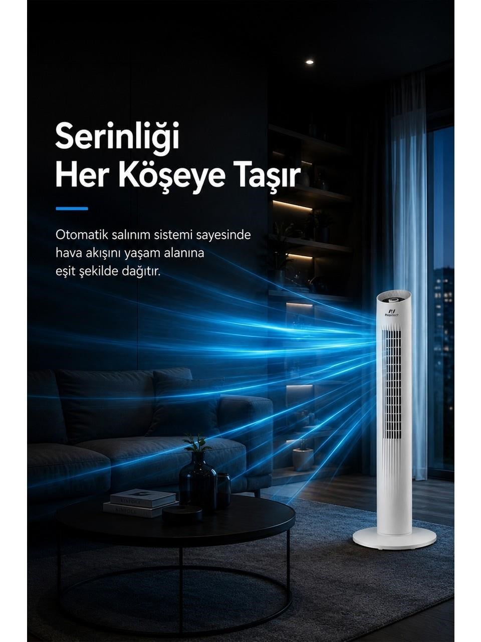 PİRANTECH EV-116 (45 Watt) KULE TİPİ VANTİLATÖR | Kredi Kartsız Elden Taksit | Habipler AVM