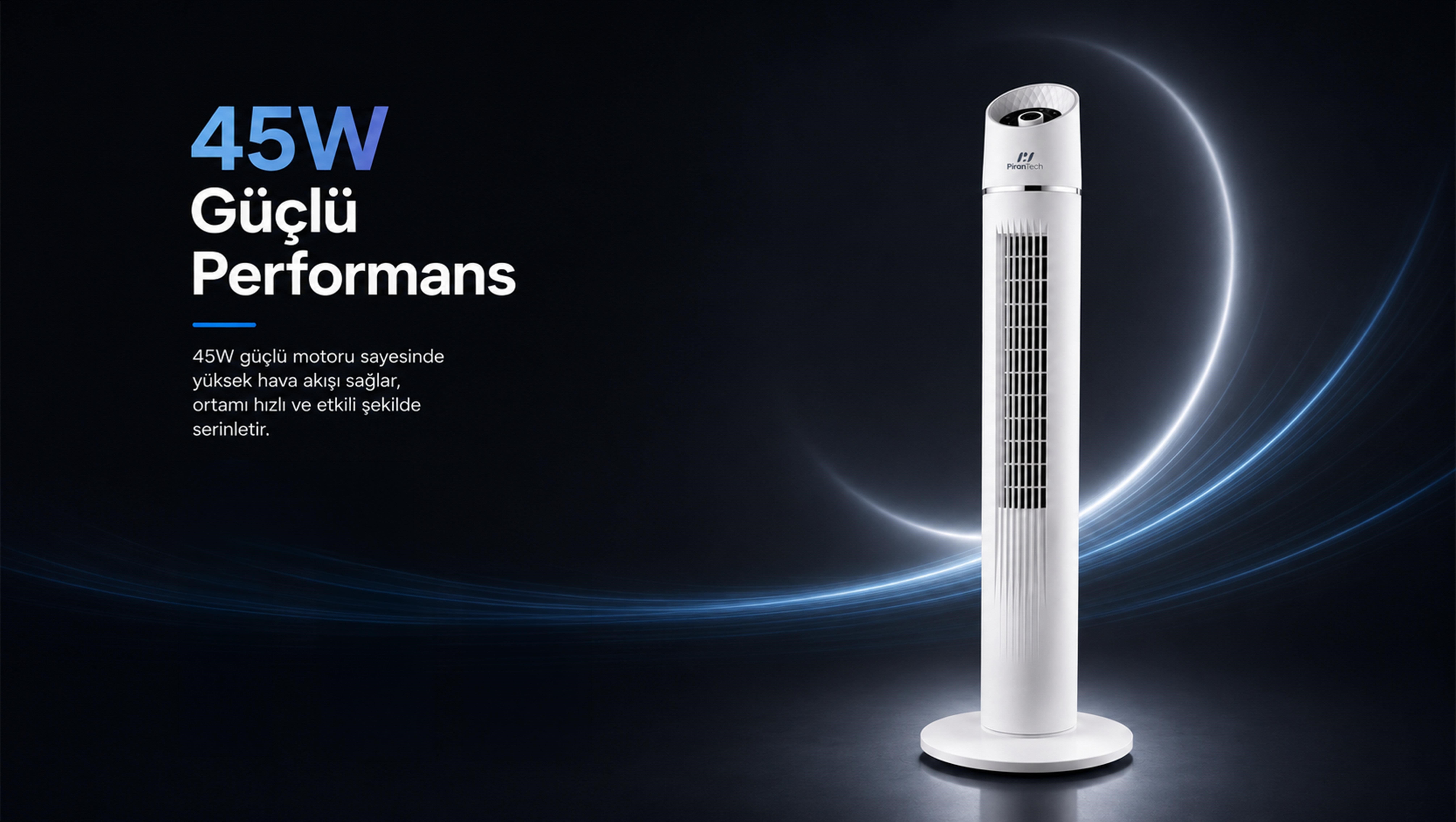 PİRANTECH EV-116 (45 Watt) KULE TİPİ VANTİLATÖR | Kredi Kartsız Elden Taksit | Habipler AVM