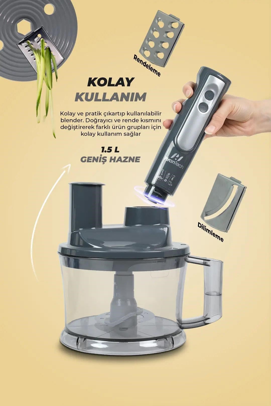 PİRANTECH YH-1420 1700 Watt BLENDER SET | Kredi Kartsız Elden Taksit | Habipler AVM