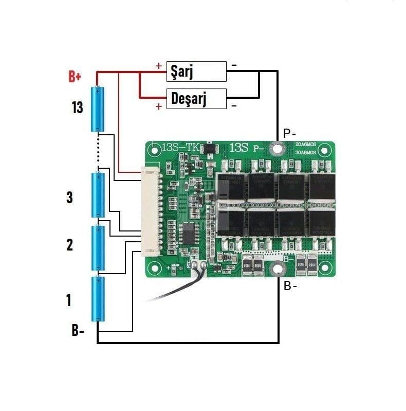 XR 13S 30A 54.6V Balanslı Lityum Batarya BMS