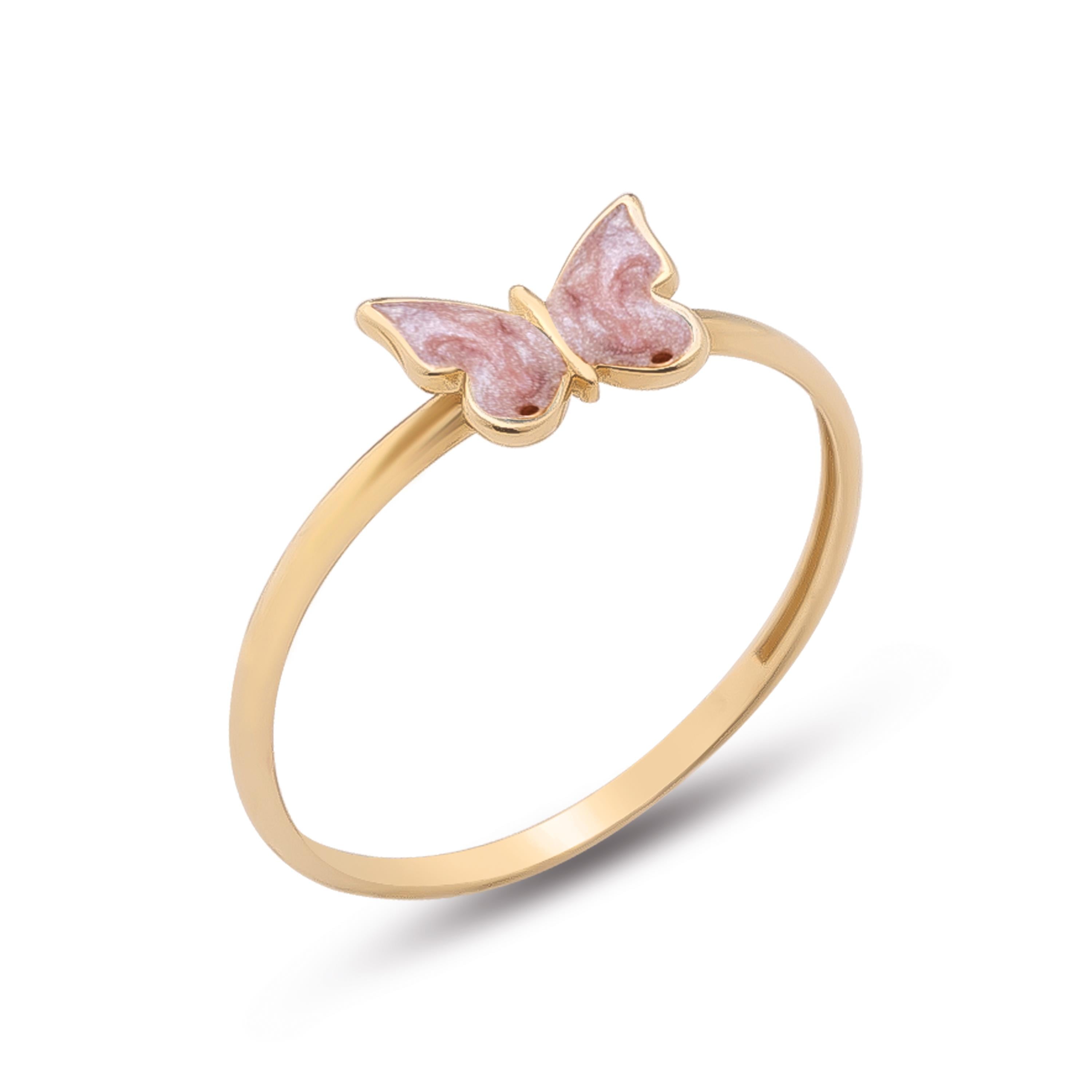 Pembe Mineli Kelebek Yüzük