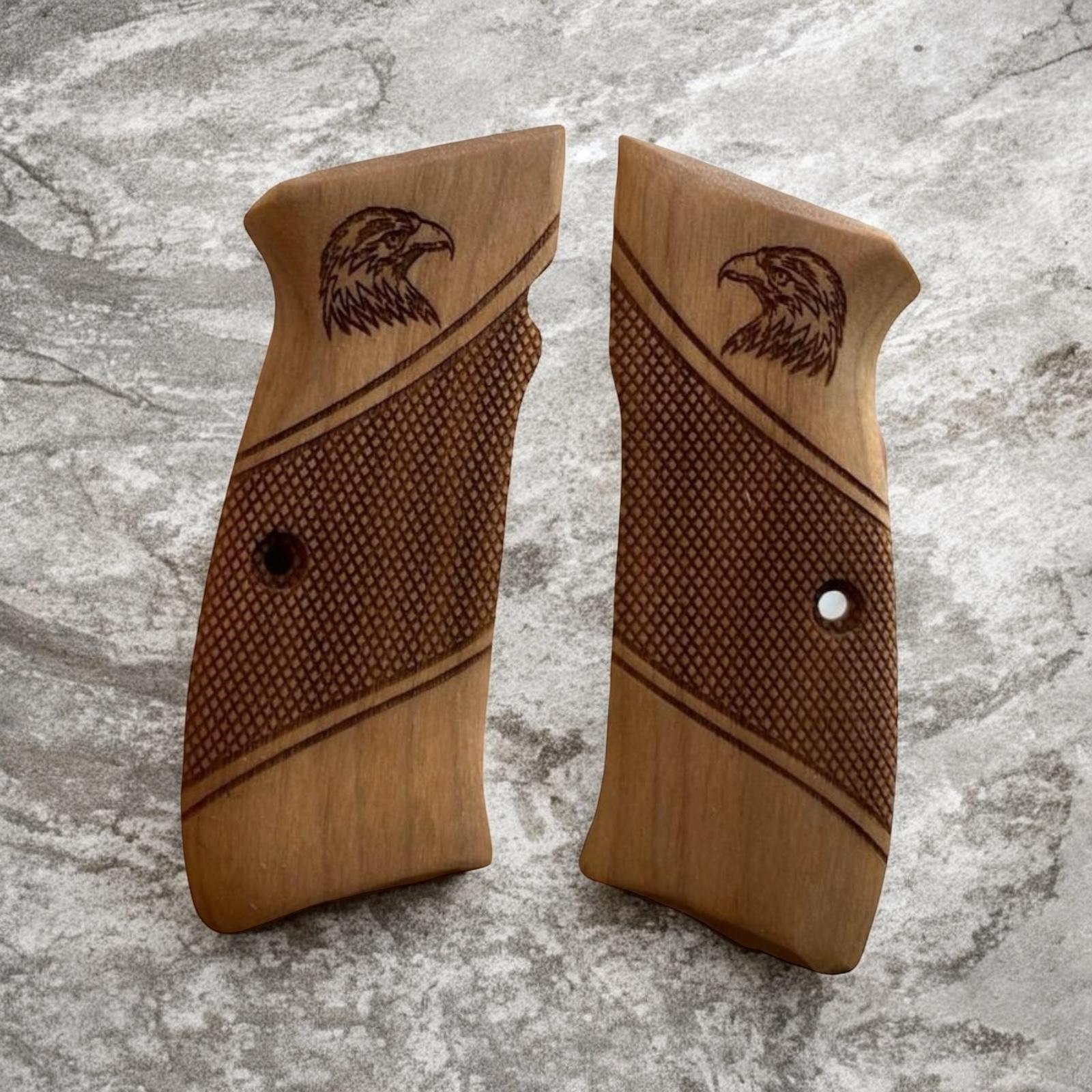 Cz kartal baş işlemeli yarım dekor fırınlanmış ceviz kabze