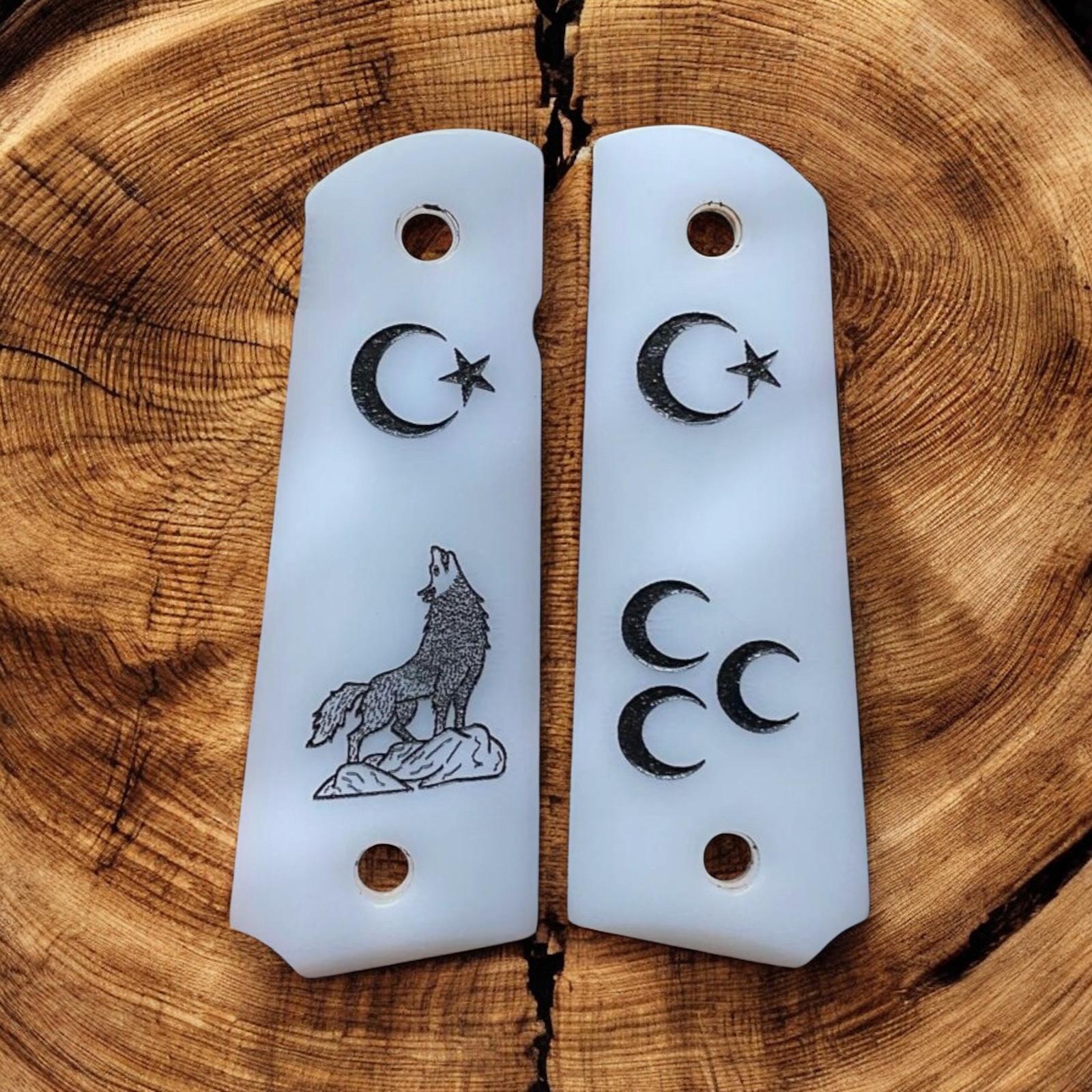 Model 1911 ay yıldız ve üç hilal bozkurt işlemeli beyaz sedef kabze