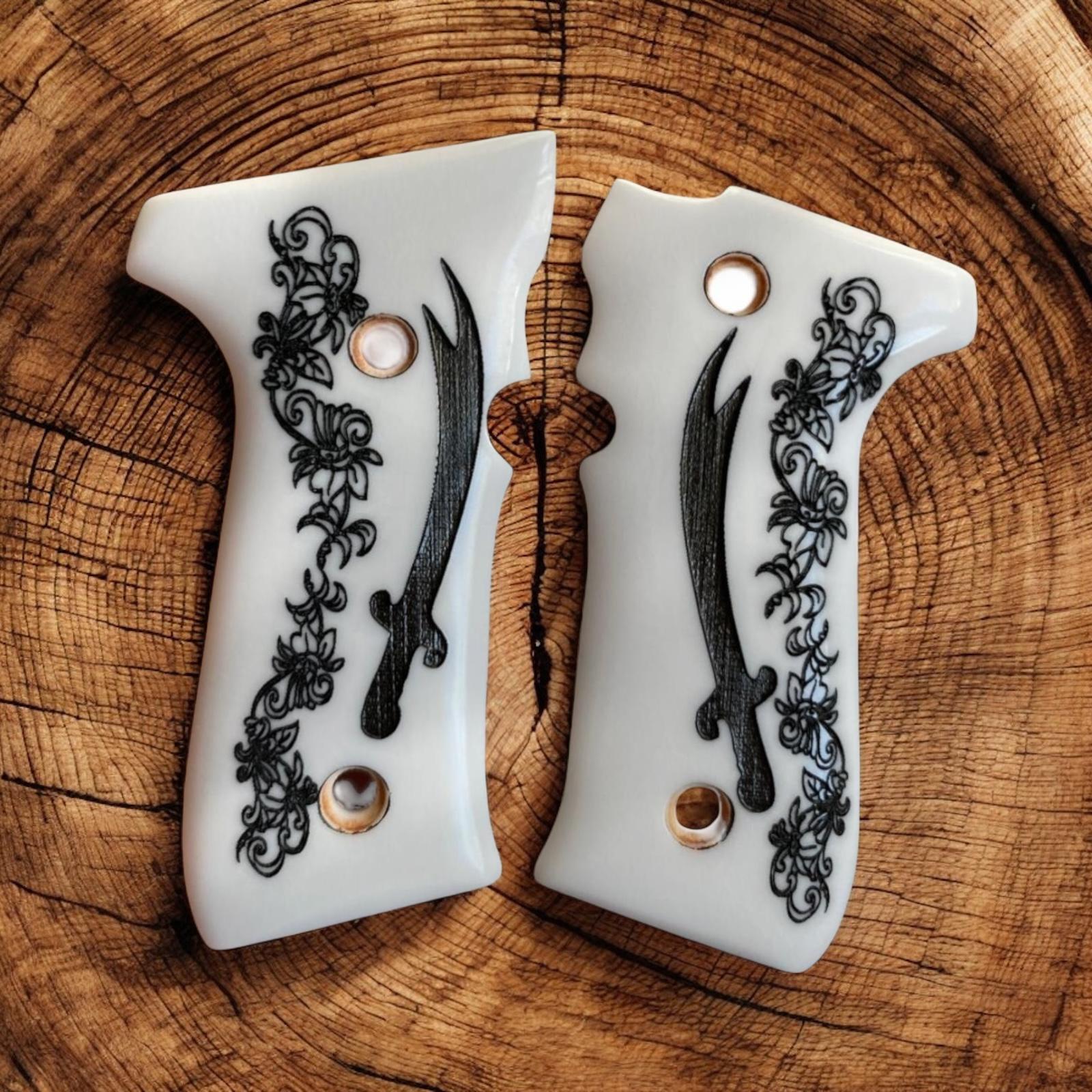 Yavuz Zülfikar kılıcı işlemeli beyaz sedef kabze