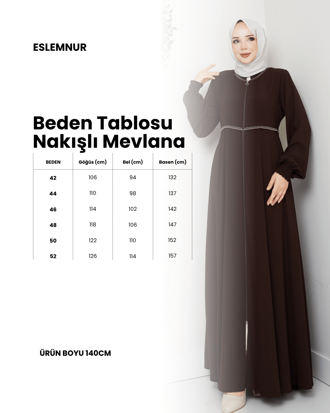 Gündelik Hac Ve Umrelik Nakışlı Mevlana Ferace