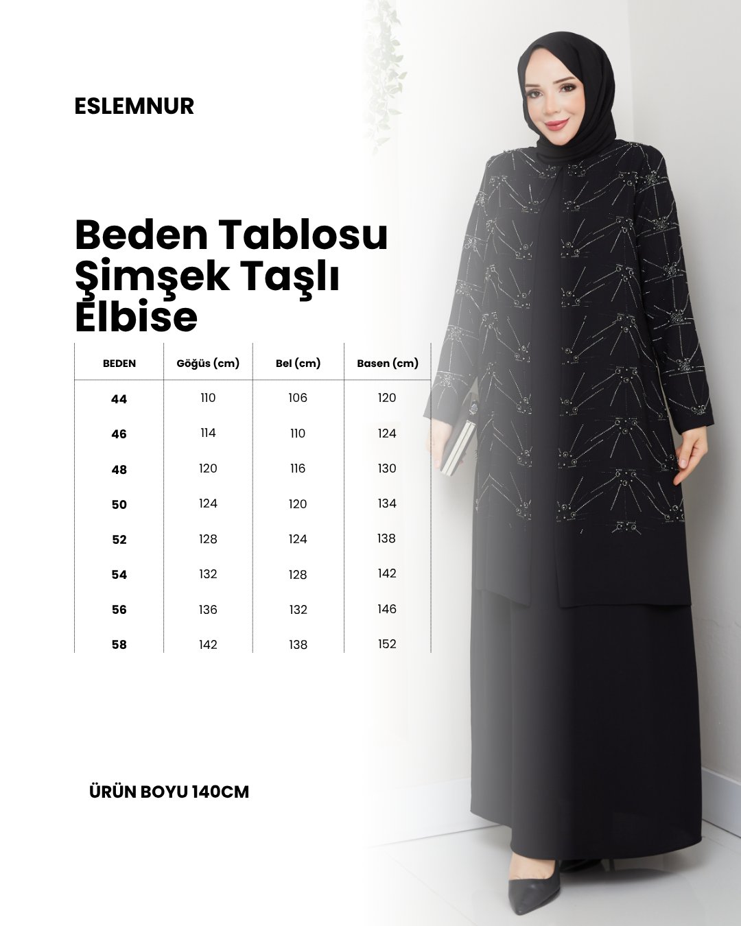 ŞİMŞEK TAŞLI BÜYÜK BEDEN ANNE ELBİSESİ