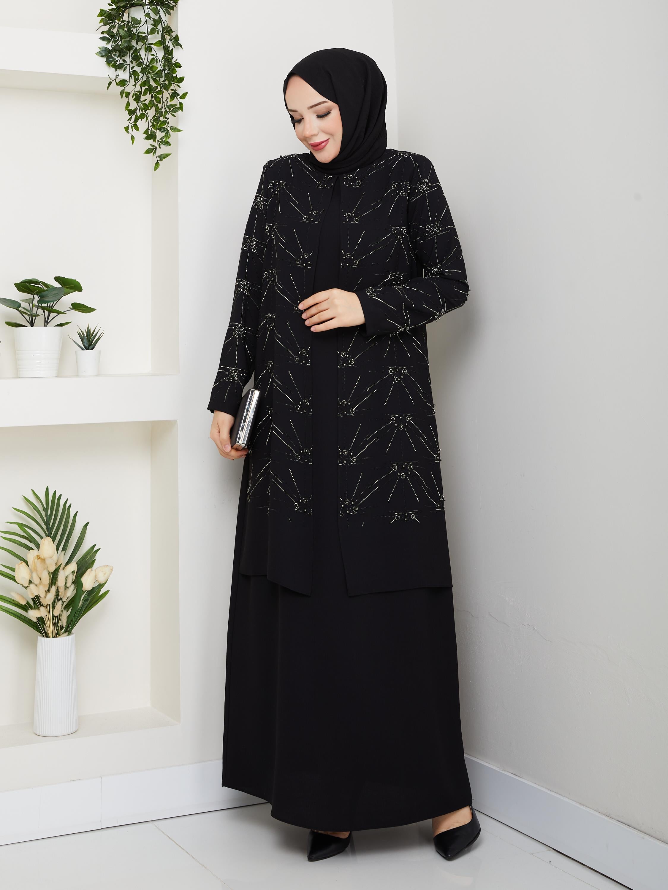 ŞİMŞEK TAŞLI BÜYÜK BEDEN ANNE ELBİSESİ