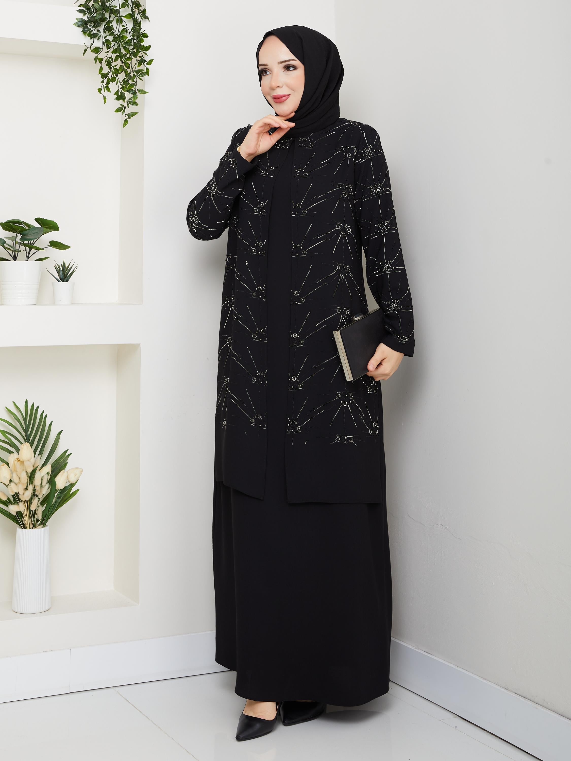 ŞİMŞEK TAŞLI BÜYÜK BEDEN ANNE ELBİSESİ