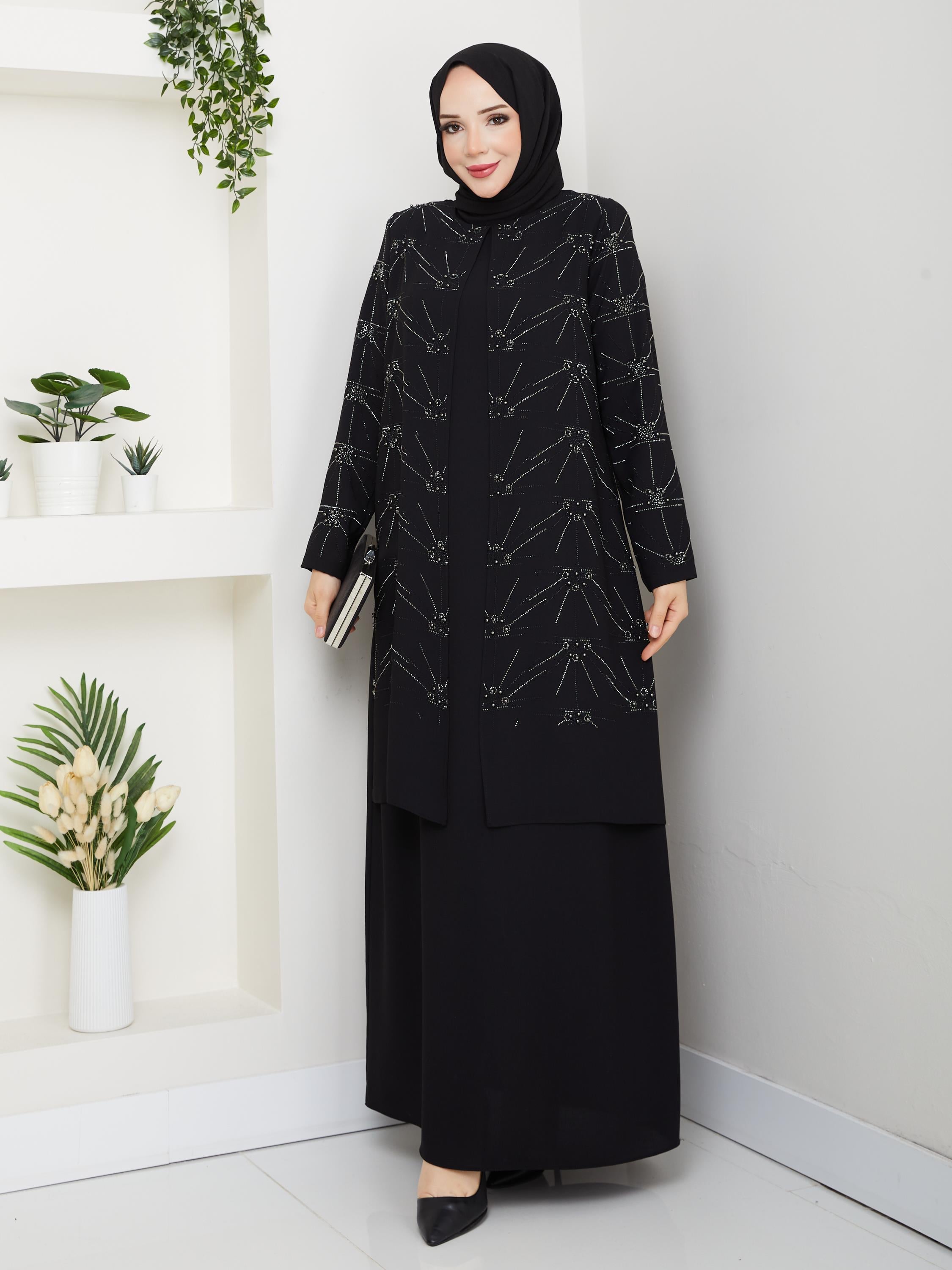 ŞİMŞEK TAŞLI BÜYÜK BEDEN ANNE ELBİSESİ