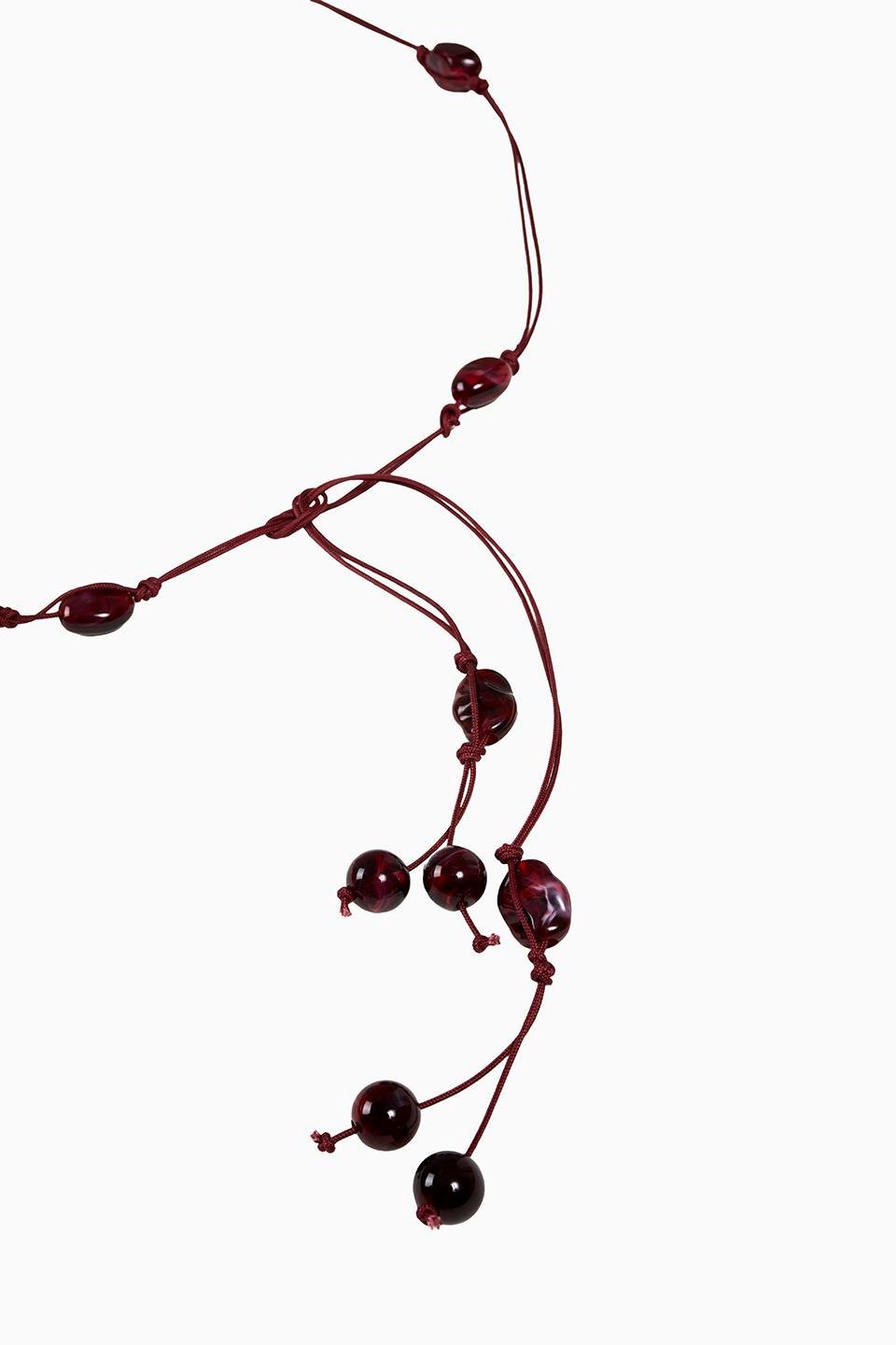 BOHO BONCUK ÖRGÜLÜ KEMER - Bordo