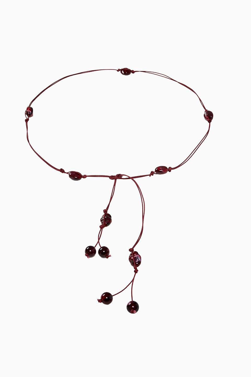BOHO BONCUK ÖRGÜLÜ KEMER - Bordo