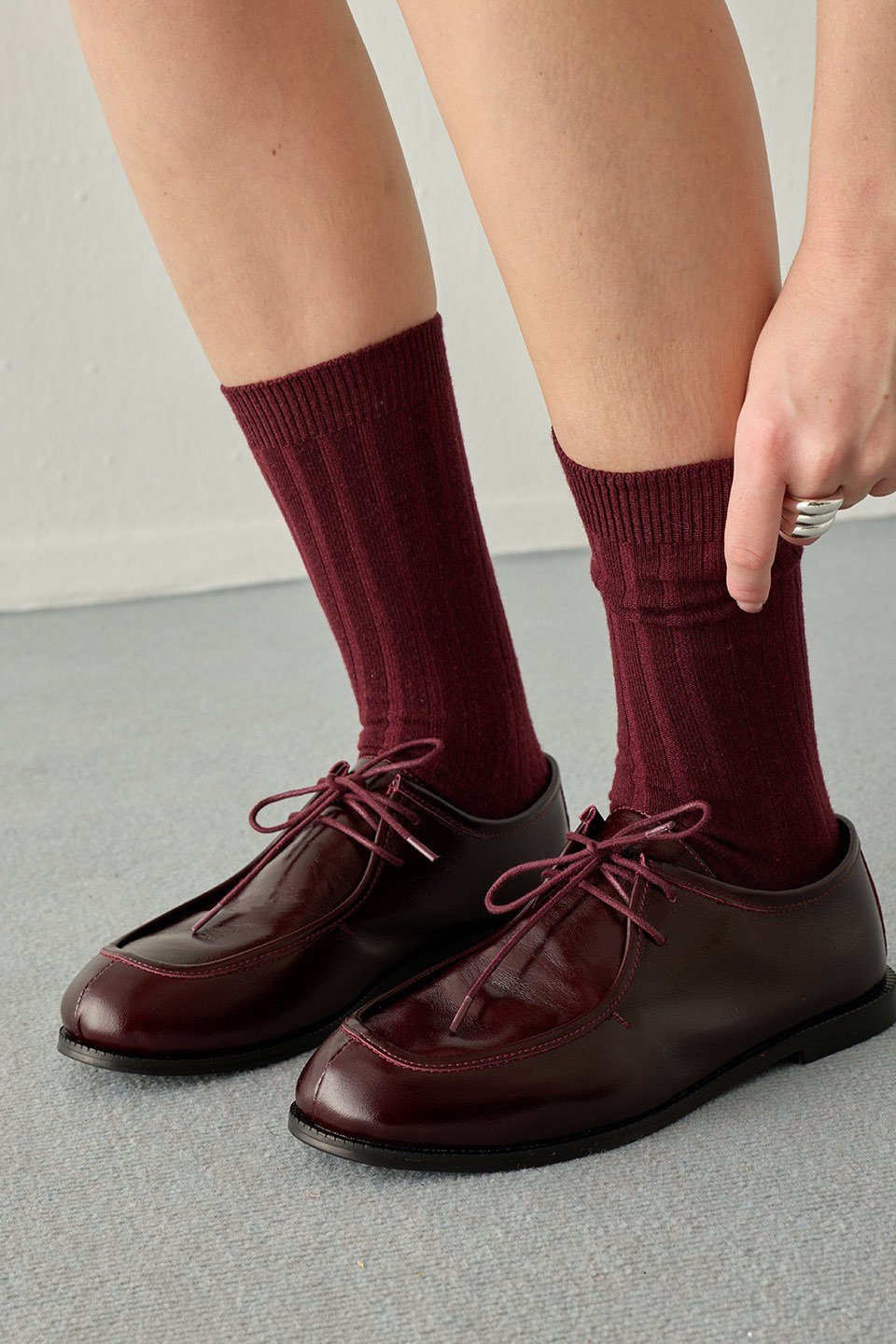 Bordo Bağcık Detaylı Deri Loafer