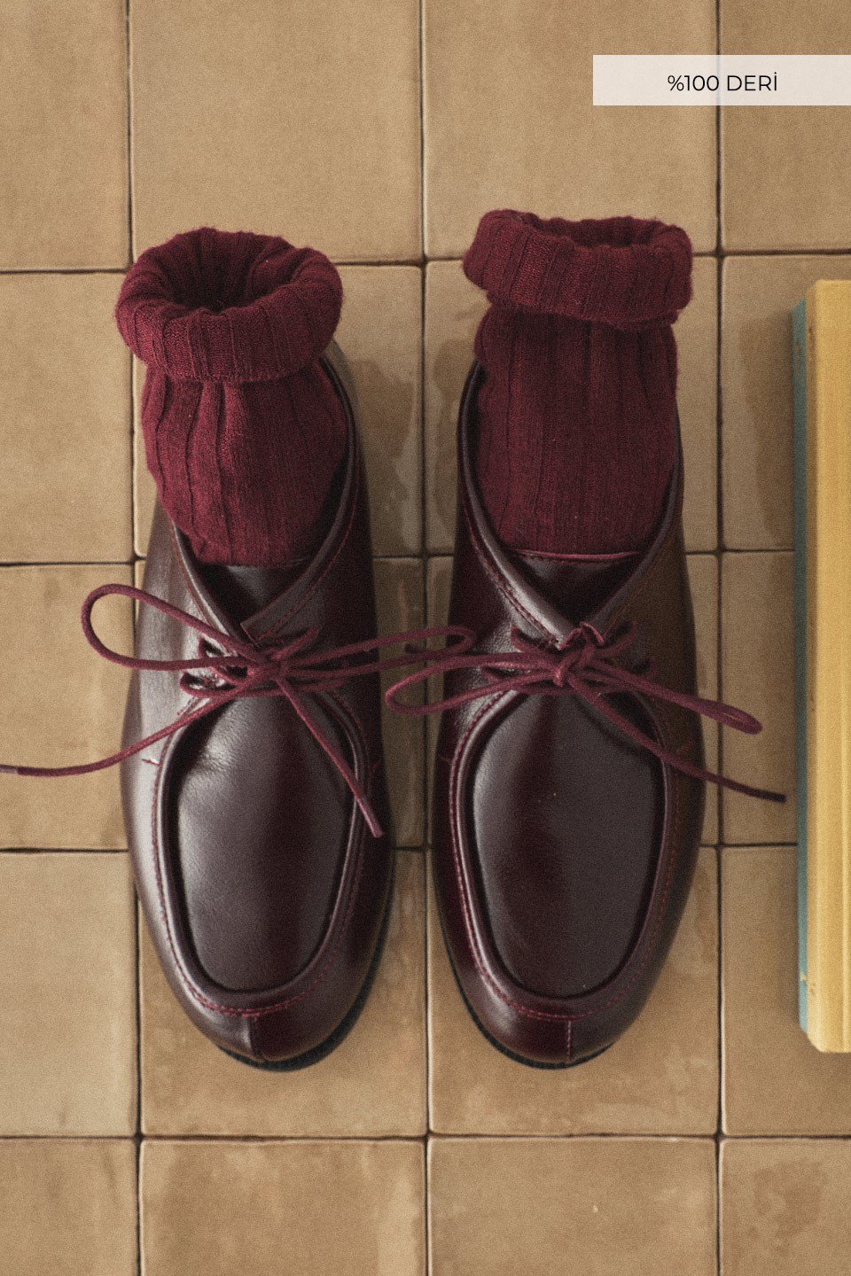 Bordo Bağcık Detaylı Deri Loafer