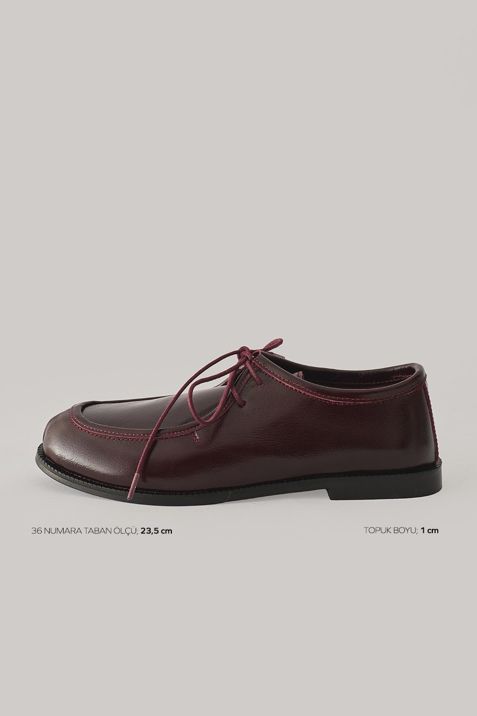 Bordo Bağcık Detaylı Deri Loafer