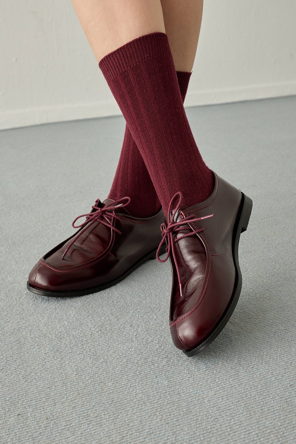 Bordo Bağcık Detaylı Deri Loafer