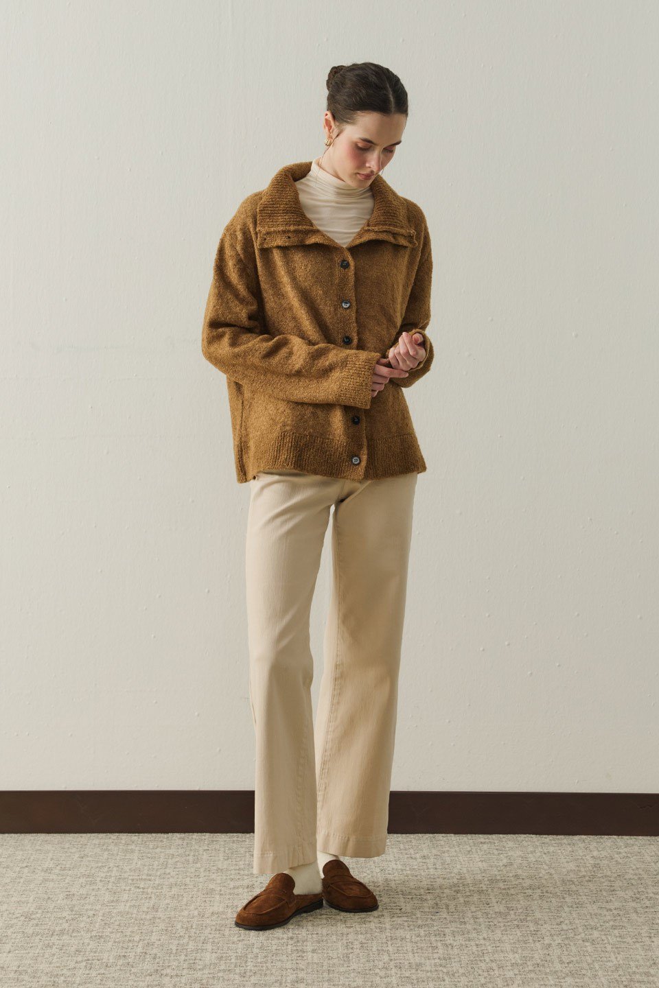 Camel Brielle Süet Loafer Terlik