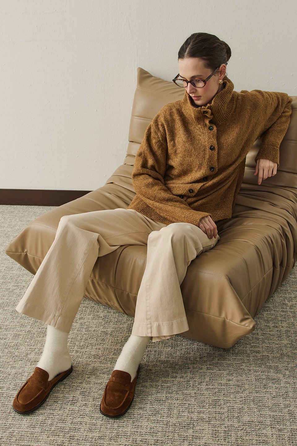 Camel Brielle Süet Loafer Terlik