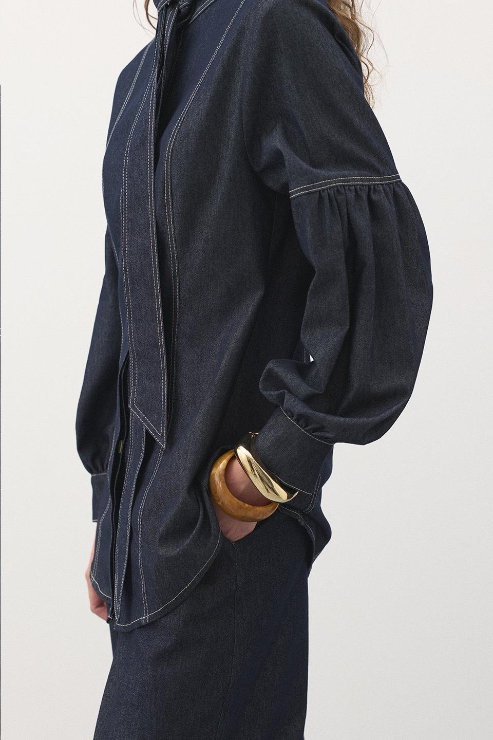 Dikiş Detaylı Denim Takım