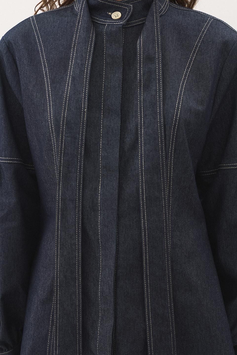 Dikiş Detaylı Denim Takım