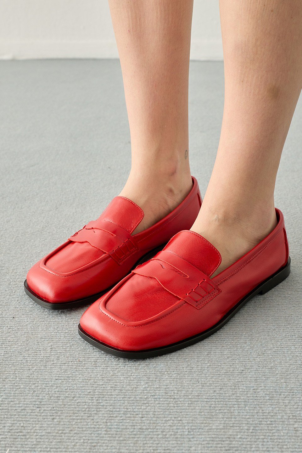 Kırmızı Klasik Deri Loafer