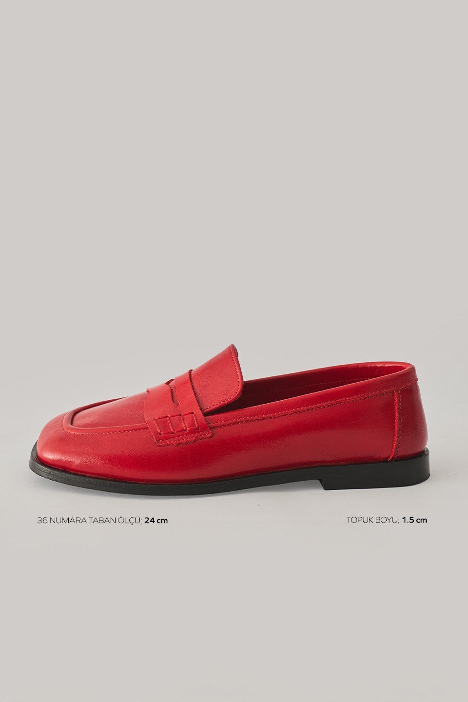 Kırmızı Klasik Deri Loafer