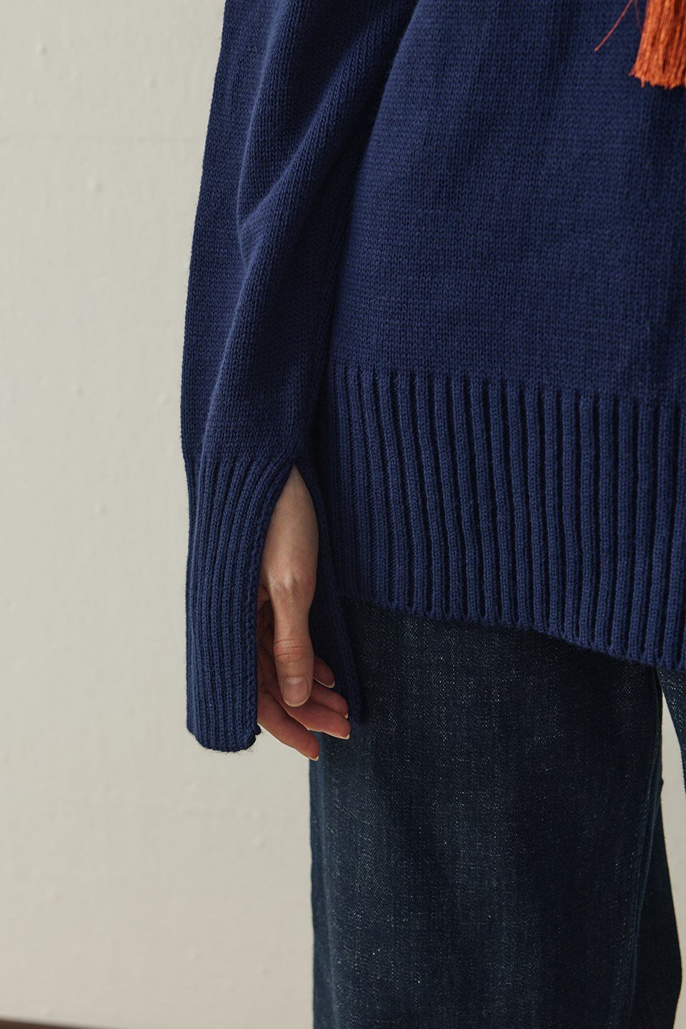Lacivert Arden Oversize Boğazlı Triko Kazak