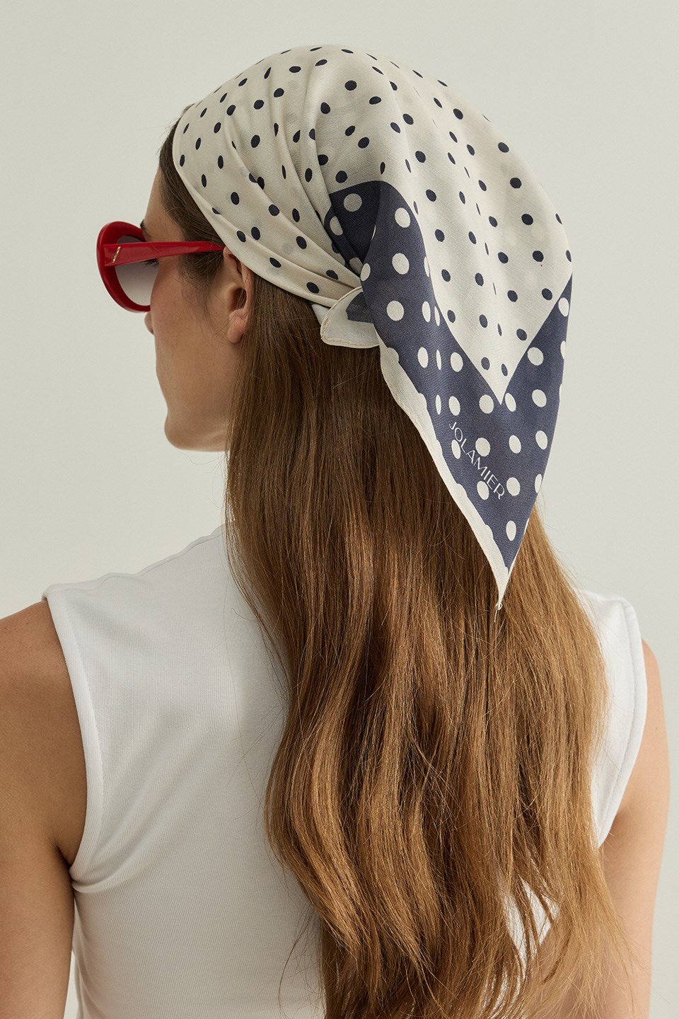 Lacivert Polka Dots Desenli Modal Fular