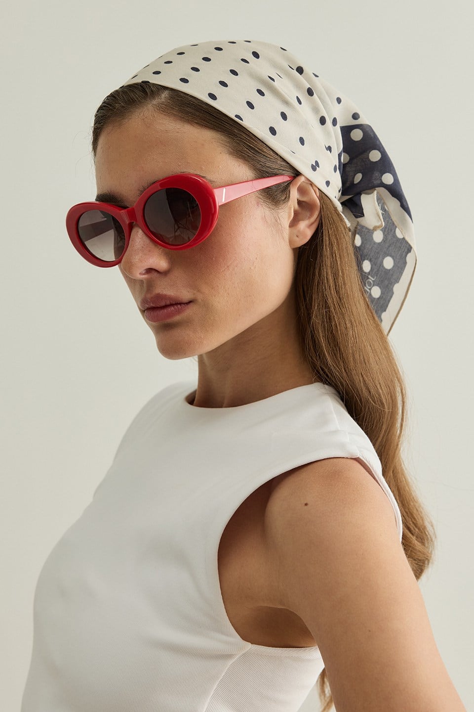Lacivert Polka Dots Desenli Modal Fular